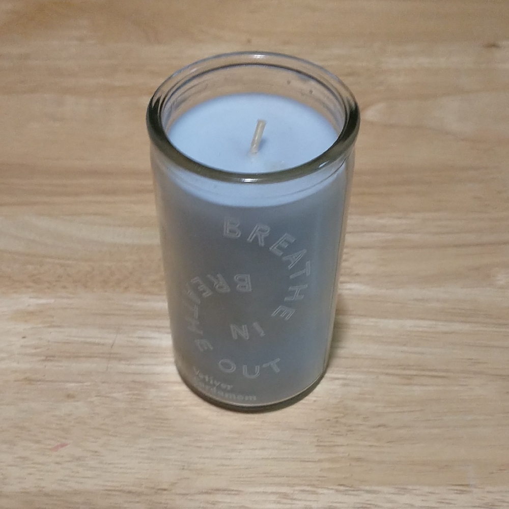 Home Accents Blue Glass Jar Candle - Breath In Breath Out